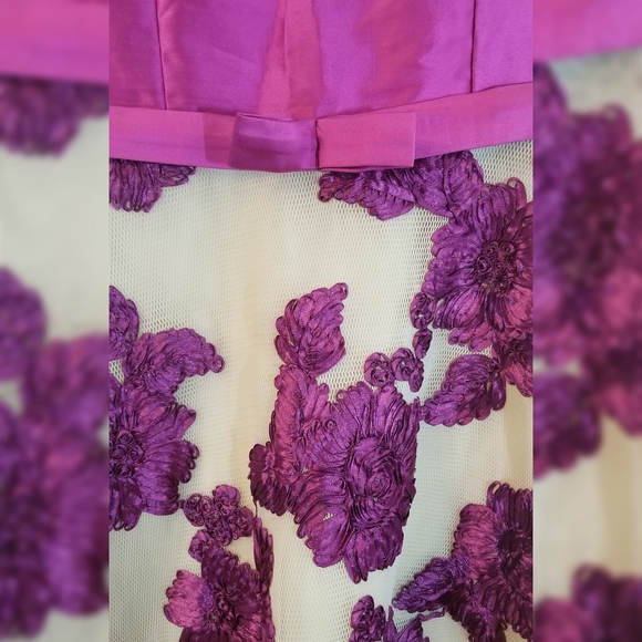 Orchid Floral Fancy Party Cocktail Dress - Picture 4 of 5